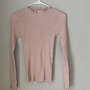 Elegant Pink Ribbed Blouse